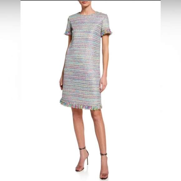 NWOT St. John Party Confetti Knit Short Sleeve Dress - Picture 1 of 6